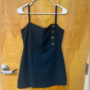 Stylish Hunter Green Mini Dress with Button Detail